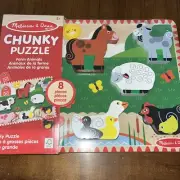 Melissa & Doug Farm Animals Wooden Chunky Puzzle New Sealed