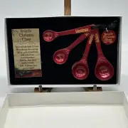 Measuring Spoons-Christmas Cheer-Red (Set Of 4) NEW