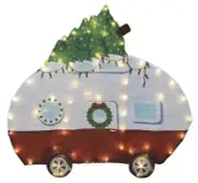 32" Clear White LED Printed Fabric Holiday Camper Outdoor Yard Christmas Decor