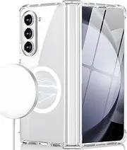 [RUNGOS] Magnetic Clear for Samsung Z Fold 4 Case MagSafe, with Removable Hinge Protection Cover [Crystal Clear] [Stable Magnetic] [10Ft Drop Tested] Slim Shockproof for Samsung Galaxy Z Fold 4 Case