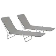 Portable Deck Pool Loungers 2 Pcs Garden Camping Folding Sunbed Reclining Chair