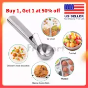 Ice Cream Scoop Easy Trigger Stainless Steel Cookie Watermelon Dough Spoon Fruit