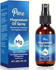 Pure Magnesium Oil Spray, 60ml/2FL.OZ, 100% Natural USP Grade, Fast-Absorbing