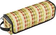 [sanluoli] Hair Tool Travel Bag for Women with Heat Resistant Pad Waterproof Portable Open Flat Travel Bag Vintage Christmas Argyle Trave Case for Women