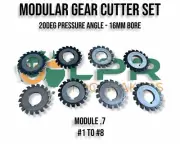 Gear Cutter set Involute Module 0.7 20P.A full set of 8 Cutters HSS 16mm bore