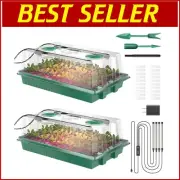 Sustainable 80-Cell Seed Starter Trays with Grow Light & Air Vent Humidity Dome