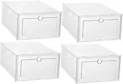 ETHZZLE 4pcs Stackable Transparent Shoe Storage Boxes Material Sneaker Organizer for Home Closet and Dorm for Neatly Displaying and Organizing Shoes