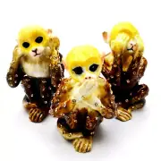 3 Wise Monkeys Trinket Box. Hand Crafted with Swarovski Crystals & Enamel