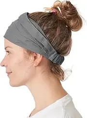 CHARM Yoga Bandana Scarf headband - Womens Head Cover Elastic Boho Accessory Gray
