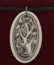 Touchstone Pottery Porcelain Celtic Sacred Tree/Tree Of Life Oval Pendant