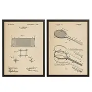 [Namly Design] Patent Drawing Poster - Tennis Racket and Net / Set of 2