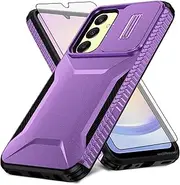 [Asuwish] Phone Case for Samsung Galaxy A25 5G with Tempered Glass Screen Protector and Slide Camera Cover Slim Rugged Hybrid Shockproof Protective Cell Accessories A 25 25A SM-A256U Women Men Purple