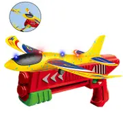 Nevenka Foam Airplane Launcher Play Glider Plane Kids Flying Toy with Colorful LED Light for Outdoor Sport-Red