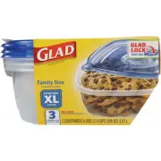 Glad 104 Oz. Clear Square Family Size Container (3-Pack) BBG11107 Glad BBG11107