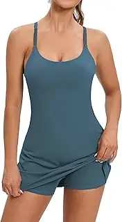 [vbcdwa] Womens Workout Tennis Dress with Built in Shorts and Bra Athletic Exercise Golf Dresses