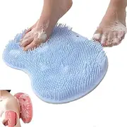 Shower Foot Scrubber Mat with Non-Slip Suction Cups,Wall Mounted Silicone Bathroom Wash Foot Pad Exfoliating Dead Skin Foot Brush for Use in Cleaner Men and Women (Blue)