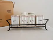 Vintage RETIRED Home Interiors SPICE JARS SALT PEPPER w/Rack Holder in Orig Box