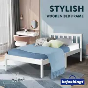 Single Size Wooden Bed Frame Pine Mattress Base Timber Bedroom Furniture White