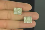925 Silver Gold Finish 2.02 Ct Round Cut Simulated Diamond Cluster Men Cufflinks