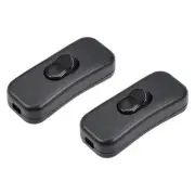 Inline Cord Switch AC 250V 2A 500W DPST Rocker Switch Light Switch Black 2pcs