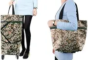 Foldable Shopping Cart With Wheels - Collapsible Trolley Bag for Grocery, Travel, and Reusable Use (B0B1LBRFG4)