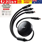 3-in-1 Retractable PD 100W Fast Charging Cable – USB Type-C & Micro