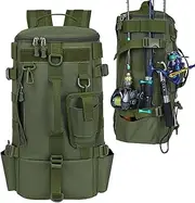 Fishing Backpack with Rod Holder - Tackle Backpack with Rod Holder - Rucksack Waterproof Bait Storage for Hiking Daypack Motorcycle Travel Kayak Trips Beach Picnics Camping