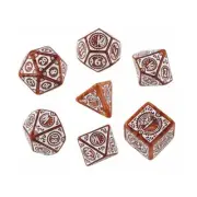 Q-Workshop Steampunk Dice Clockwork Poly Set Caramel w/White (7) New
