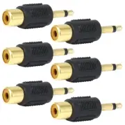 6x 3.5mm 1/8" TS Mono Male to RCA Female Audio Adapter Converter Connector Gold