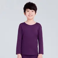 在飛比找momo購物網優惠-【WIWI】【現貨】MIT溫灸刷毛圓領發熱衣 兒童-羅蘭紫 