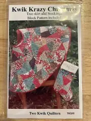 Kwik Krazy Christmas Skirt Wreath Stocking Patterns Two Kwik Quilters TKQ15 New