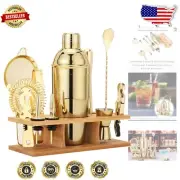 Anti-Rust Gold Bartending Set - Complete 11-Piece Cocktail Accessories