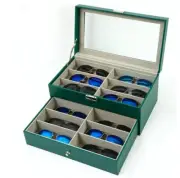 Leather Sunglasses Glasses Storage Case Display Shop Box 12 Grids UK Seller
