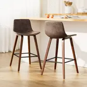 2x Artiss Bar Stools Vintage Leather Wooden