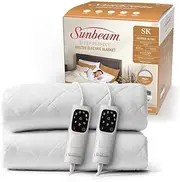 Sunbeam Sleep Perfect Quilted Electric Blanket Super King | Fully Fitted Quilted Cotton Top Layer, Antibacterial, Washable, Auto-Off Timer, Overheat Protection, Dual Controls BLQ6481