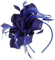 [TOVINANNA] Hat Feather Hats for Women Fashionable Dressy Blue for The Hair Fabric Headband