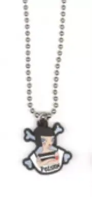 Archaic Smile Goth Girl Striped Tat Crossbone Poison Rubber Pendant Necklace 17"