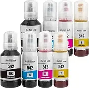 ExtraPrint 8-Pack Epson Ink Tank [2BK+2C+2M+2Y] - Ink Bottles Compatible for Epson T542 - Refill Ink for Epson - EcoTank ET-5800 - EcoTank Pro ET-5150 Pro ET-5170 ET-16600 - Ecotank Printer Ink