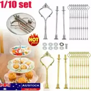 1/10 x Sets 3 Tier Crown Cake Plate Stand Fittings Silver/Gold Plate Stands 20CF
