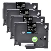4PK Compatible with Brother P-Touch TZ-315 White on Black 0.23" Label Tape 6mm