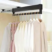 [tonchean] Pull Out Closet Valet Rod, Adjustable Sliding Heavy Duty Steel Clothes Storage Hanger Rack Bar Wardrobe Top Mounted Clothes Rack Rail for Pants Coats