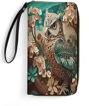 [BFGWK] Large Wallet Novelty Owl Printing Long Wallet With Zipper Leather Wallet Suitable For Both Men And Women, style, 19.7x10.5cm, Style, 19.7x10.5cm, 现代