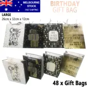 48x Birthday Gift Bags Large Size Present Wrapping Favour Box Packing Party