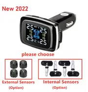 Car TPMS Cigarette Lighter Wireless Universal TPMS USB Digital tpms Tire Pressure Alarm System 4 External Internal Sensor TYD9