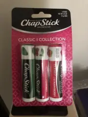 Chapstick Lip Balm Protect Classic Collection Mint-Cherry-Strawberry 3CT NEW