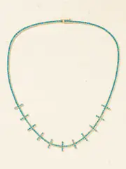 [Jennifer Meyer] Jennifer Meyer - Cross Bar 18-karat Gold Turquoise Necklace - One size One size Gold