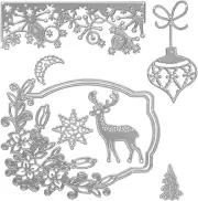 Metal Christmas Cutting Dies Lantern Deer Frame Border Embossing Stencil Die Cut