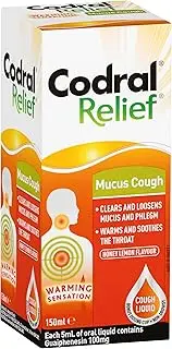 Codral Mucus Cough Liquid Honey Lemon Flavour 150mL | loosens and help clear chest congestion| Provides warming and soothing feeling throat