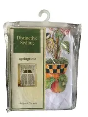 Springtime Valance 58x17 White Lace with Birdhouse & Sunflower Design