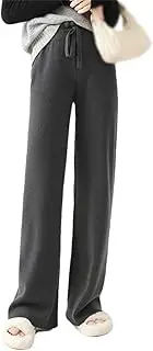 [Generic] Womens Joggers Pants 100% Wool Wide Leg High Waist Drawstring Straight Leg Winter Basic Soft Warm